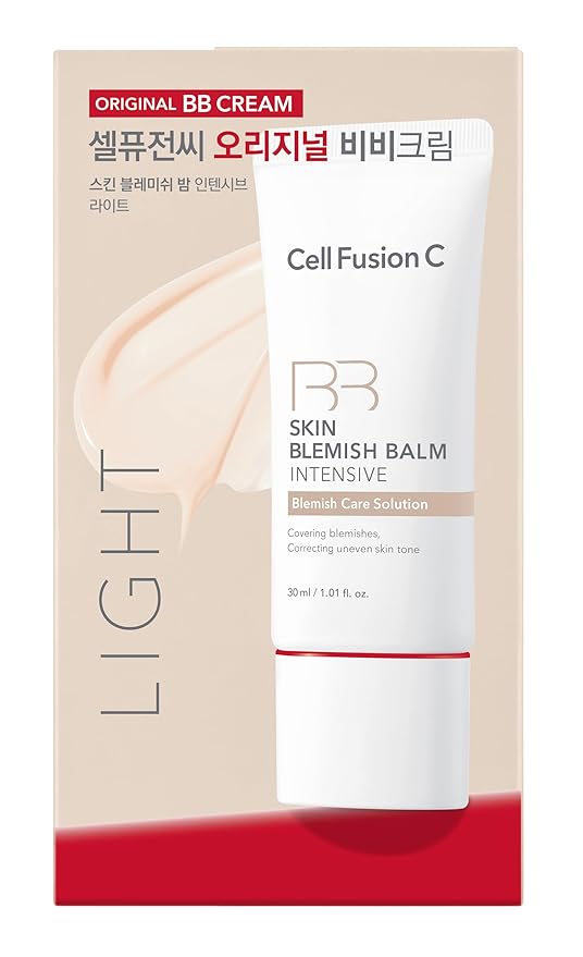 Cell Fusion C Skin Blemish Balm No.19 Light - Fair/Light, SPF-Free, Skincare-Enriched BB Cream, 24h Natural Coverage, Tinted Moisturizer, Korean Makeup, 1.01 fl.oz.