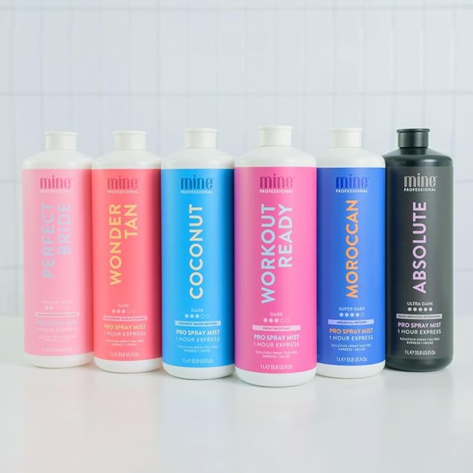 MineTan Spray Tan Solution | Coconut - Fake Tanning Mist Best for Dark Bronzed Glow Skin Finish, Fast Drying, 1 Hour Express, Hydrating, Salon Professional Formula, Vegan, 33.8 Fl Oz