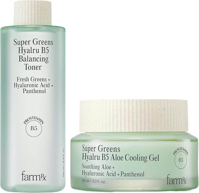 Farm Rx Super Greens Hyalru B5 Balancing Toner (6.4fl oz) & Super Greens Hyalru B5 Aloe Cooling Gel Cream (3fl oz)