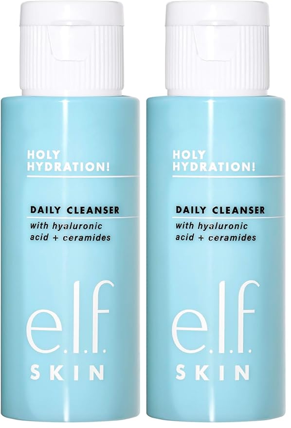 e.l.f. SKIN Holy Hydration! Daily Cleanser Mini, Face Cleanser For Washing Away Excess Oil, Impurities & Makeup, Made With Hyaluronic Acid, Vegan & Cruelty-Free (Pack of 2)