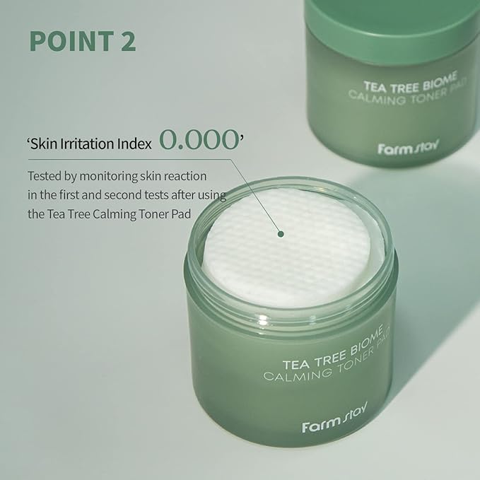 FARMSTAY Tea Tree Biome Calming Toner Pad - Gentle Exfoliating Daily Face Toner Pad, Exfoliation with PHA, 140ml / 70 Pads