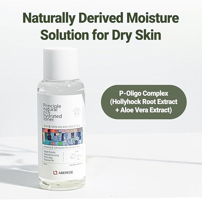 Principle Natural Rich Hydrated Toner 5.07 fl oz / 150ml, Hydrating & Moisturizing for Dry, Oily & Sensitive Skin, Soothing Toner, Triple Hyaluronic Acid, Moisture Barrier, Calming