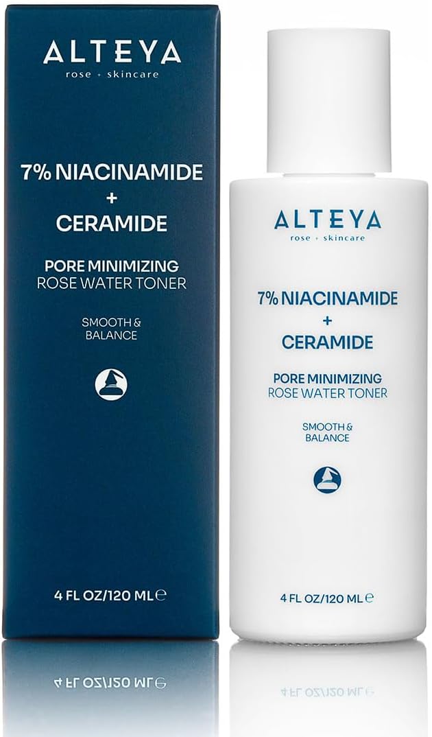 Alteya Organics Pore Minimizing Rose Water Toner (7% Niacinamide + Ceramide) - 4 Fl Oz/120mL