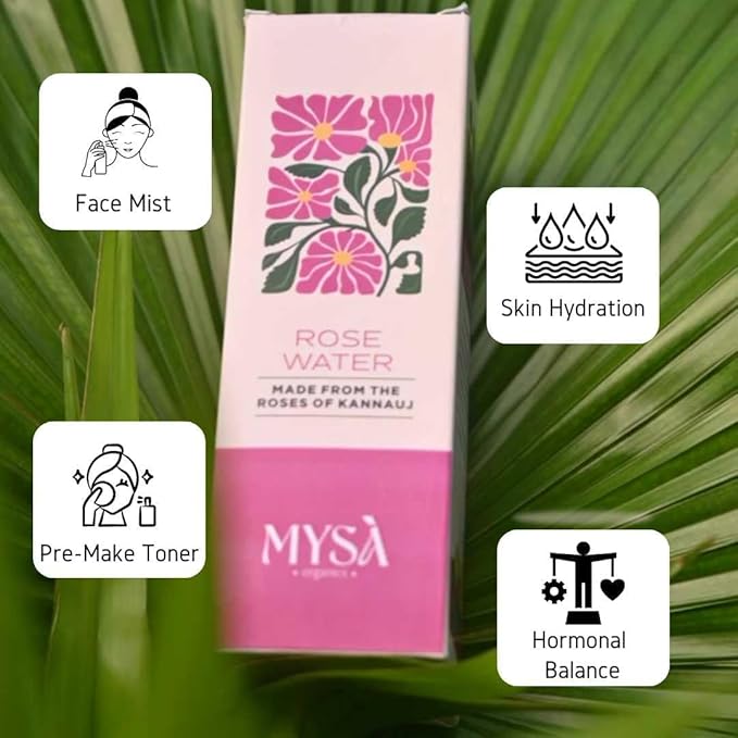 Pure Rosewater | for Skin Toning, Makeup Remover, Hydration, Face Toner, and Refreshing Mist | Gulab Jal | 100% Natural, Organic | Zero Artificial Fragrance & Alcohol | Rose Flower Distillate