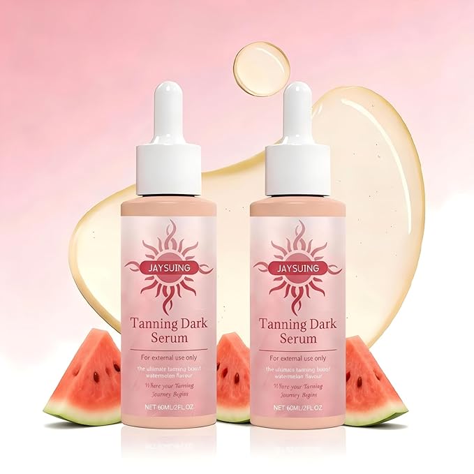 Self Tanner Serum-Get a Sun-Kissed Glow Instantly!Ultra-Hydrating & Streak-Free,Natural & Organic Ingredients, Tanning Dark Seryum-Watemelon Flavor,BronzeTanning for Face and Body,2PCS (120ML)