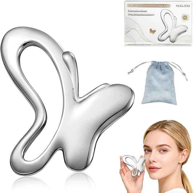 Gua Sha Facial Tools, Upgraded Butterfly Metal Face Massager Tool, Manual Sculpting Beauty Tool for Jawline, Neck & Eye Massage, Skin Care Tools Gift for Women