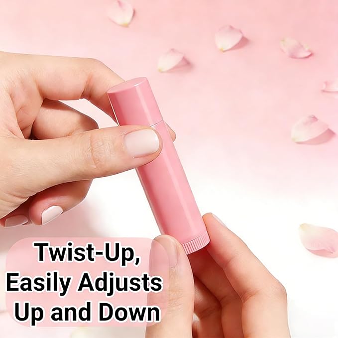 Value Pack of 100 Packs 5ml Empty Lip Balm Tubes, Leak-Proof Twist-Up Refillable Lipstick Containers for DIY Lip Balm，Lipstick, Lip Care Solid Perfume, Cosmetic Filling (PINK)