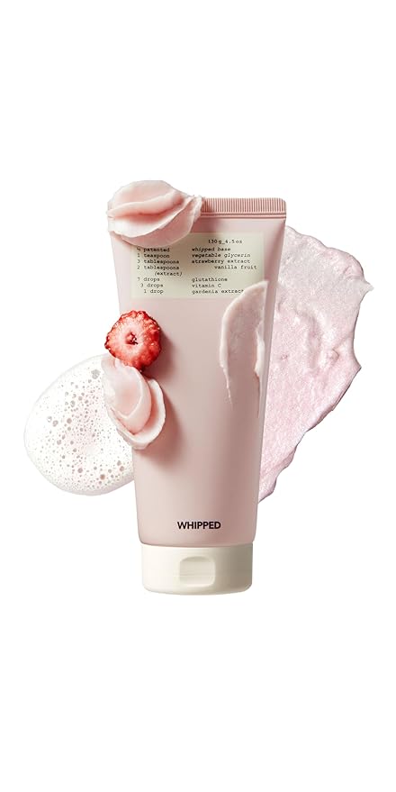 Whipped Korean Skincare Face Wash, Doubles as a Face Mask, Strawberry Vanilla, Hydrating Vegan Facial Cleanser for Dry Skin with Niacinamide, Hyaluronic Acid, Ceramide, Cleanser for Sensitive Skin