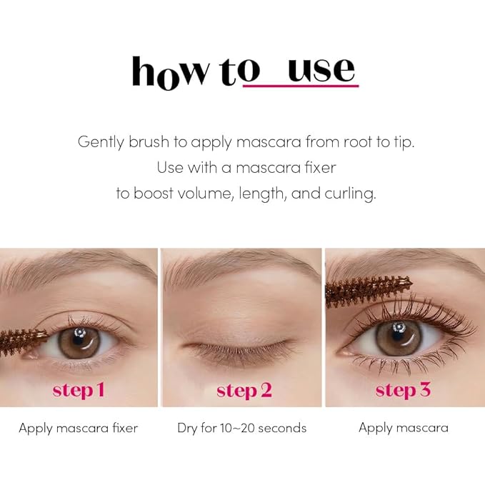 ETUDE Curl Fix Mascara, Lash Mascara, Strong Curl Up, Long-Lasting, Waterproof, Light-Weight, Korean Makeup, Beauty, Vegan Certified, Brown (0.27 Fl Oz)
