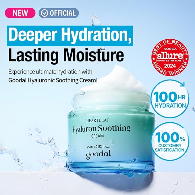 GOODAL Heartleaf Hyaluron Soothing Cream for All Skin Type, Deep Hydration, Long Lasting Moisture