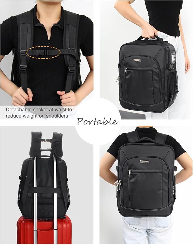 TANTO Makeup Backpack Professional Cosmetic Artist Bag Extra Large Travel Train Case Storage Organizer Double-Layer Cosmetic Case with 8 Pouch &Adjustable Divider (Black)