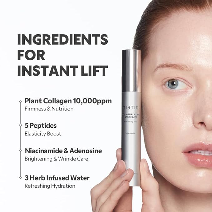 TIRTIR Collagen Lifting Eye Cream - Roller Applicator, Wrinkle Spot Treatment, Revitalizing Moisturizer,Tightening Under Eye For Wrinkles,Fine Lines, Under Eye Bags, Lift Treatment For Men & Women