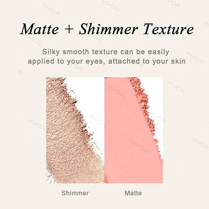 KYDA 12 Colors Peachy Cream Eyeshadow Palette with Brush, High Pigment Matte Shimmer Nude Eye Shadow, Netural Eyes Palette for Women, Soft Blendable Powder Eyeshadow, Korean Eyes Makeup