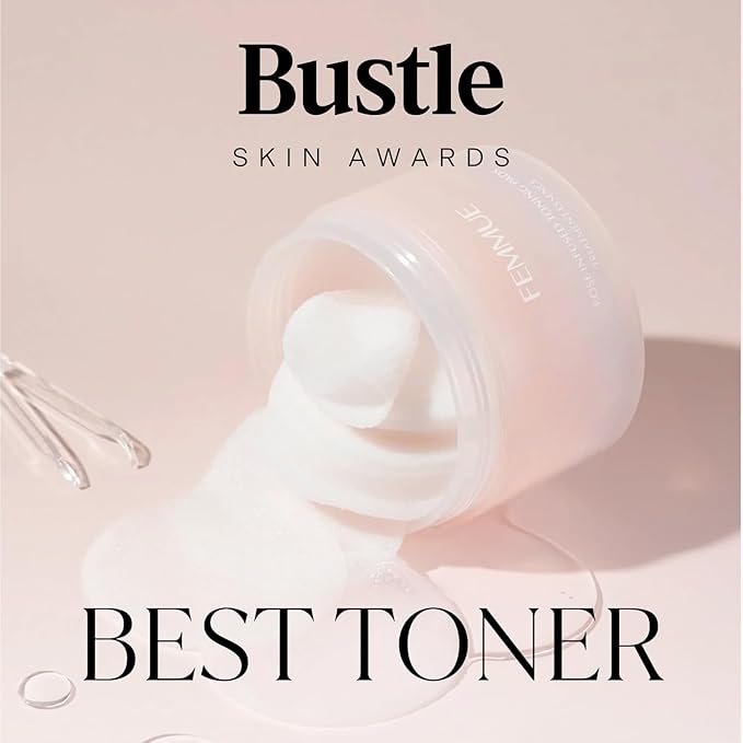 FEMMUE Rose Infused Face Toning Pads (60 Pack) | Daily Exfoliating Toner Cotton Rounds with Rose Water | Korean Skin Care