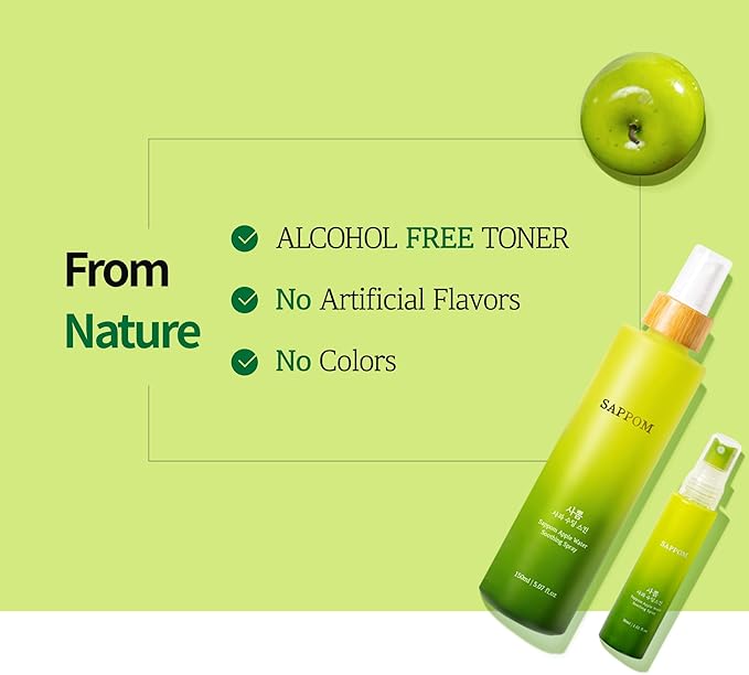 Apple Water Soothing Spray Mist, for All Skin Types, Refresh and Hydrating Toner, Natural Herbal Care