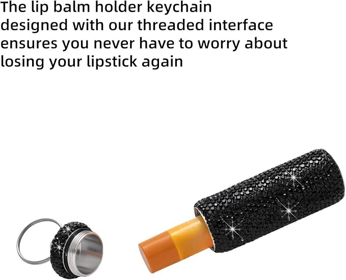 Chapstick Holder Key Chain 2Pcs Lip Balm Gloss Holder Keychain Bling Lipstick Case for Purse Portable Metal Chap Stick Organizer Cute Key Chain Accessories for Women (Sliver)