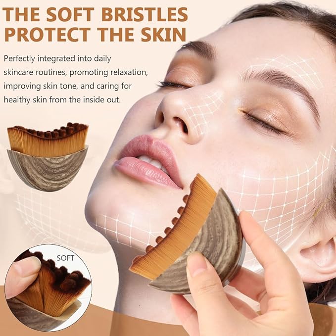 Lymphatic Drainage Face Massager & Guasha Tool, Dry Facial Gentle Beauty Tool, Lymphatic Drainage Massager Soft Brushing for Chin & Jawline Sculpting, Fit The Skin Precisely, Relieve Fatigue