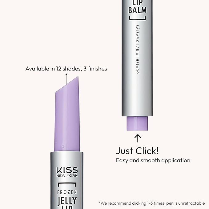 KISS NEW YORK Frozen Jelly Lip Balm Pen, High Shine Lip Gloss for Sheer Tint, Hydrating Lipstick With Hyaluronic Acid, Cooling Effect With Menthol, Non-Sticky & Long Lasting (Color Changing Purple)