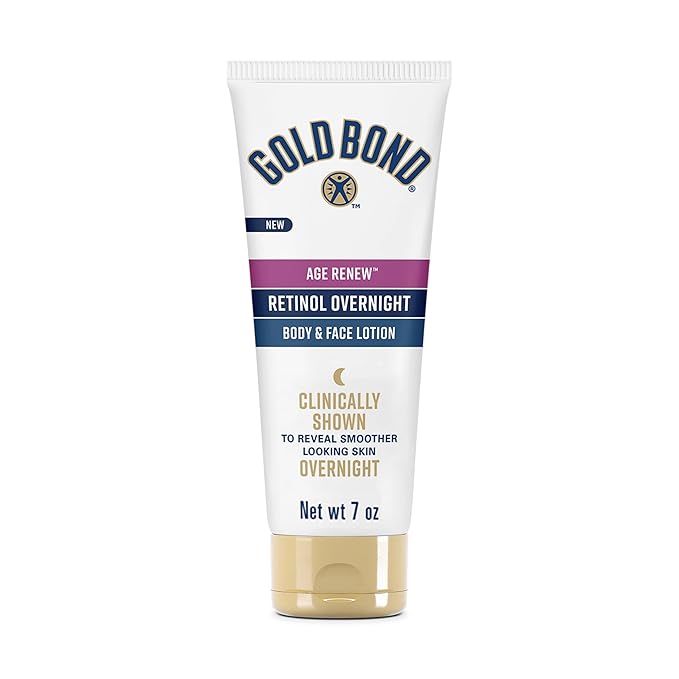 Gold Bond Age Renew Retinol Overnight Body & Face Lotion, Retinol Face and Body Lotion with Peptide Complex, 7 oz