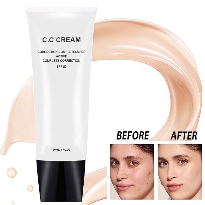 Skin Tone Adjusting CC Cream SPF 50, New Cosmetics CC Cream, Pre-makeup Primer Moisturizing Skin Concealer Skin Tone (Natural, 1PCS)