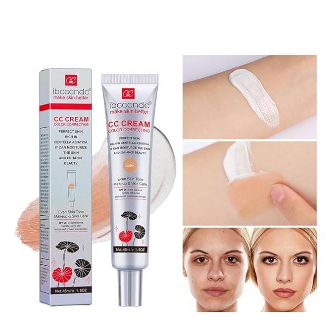 Color Correcting CC Cream Foundation, Invisible Pores Concealer, Rich In Centella Asiatic, Moisturizing And Waterproof CC Cream With Spf 25(LIGHT)