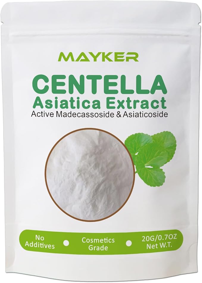 MAYKER Pure Centella Asiatica Extract Powder 0.7oz, with Active Madecassoside and Asiaticoside B, Ideal for Enhancing DIY Skincare Formulations,Versatile Ingredient for DIY Centella Asiatica Serums