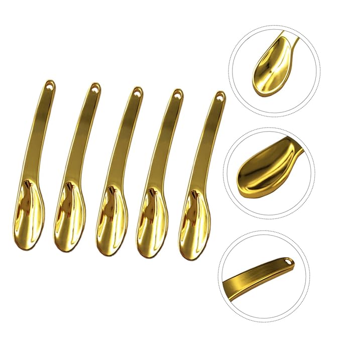 HEALLILY 5pcs Makeup Supply Zinc Alloy Face Cream Eye Cream Spoon for Skincare Golden Facial Mask Scoop Travel-friendly Design