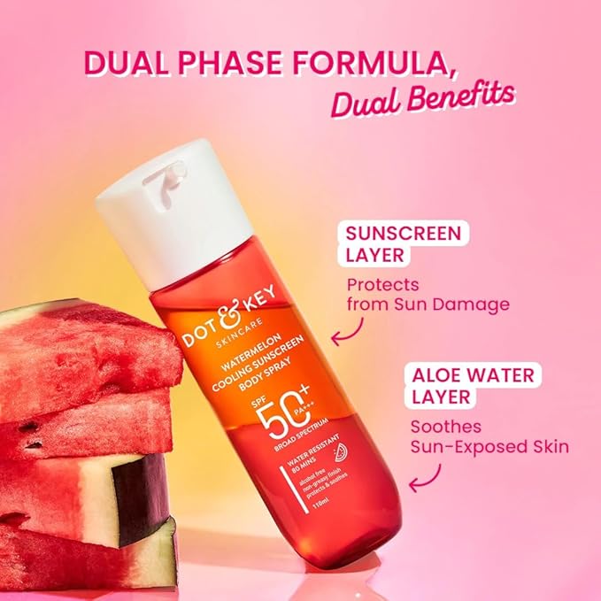 Dott & Keyy Watermelon Cooling Sunscreen Body Spray, SPF 50+ PA+++, 110 ml