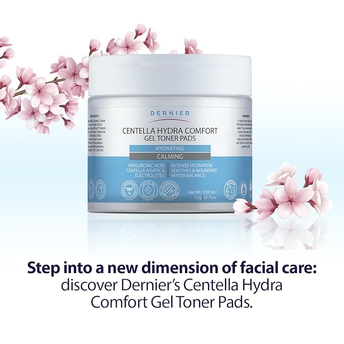 Dernier Gel Toner Patches – Hydrating Pads with Gotu Kola – Moisturizing & Calming Hydrogel Skincare Treatment Face Mask– Regenerative Formula to Improve Firmness & Elasticity | 100g - 80 Pads