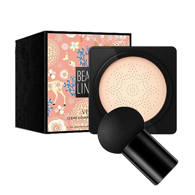 QUROXO Wonderninelife Beauty Cream, Beauty Linasi Clear Cover Beauty Cream, Beauty Cream Base,Mushroom Head Air Cushion Cc Cream, Moisturizing Concealer, Long Lasting (Ivory White)