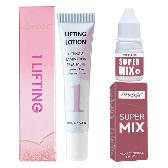 Korean Lash Lift Powder with Lifting Lotion - Glueless Viscosity Enhancer for Eyelash Perm & Lift, Super Mix Solution Keratin Eyelash Lift