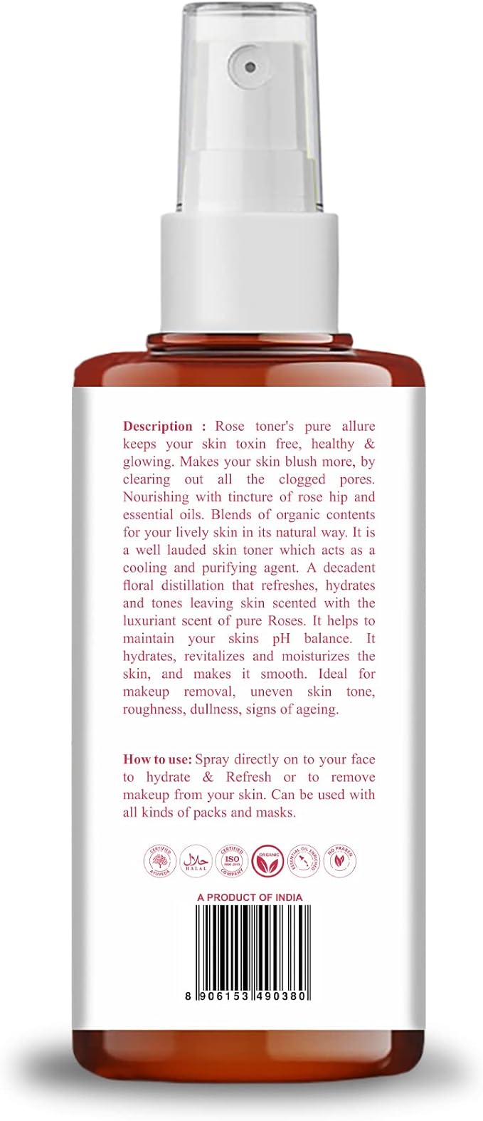 Rose Hydrating Toner & Facial Mist with Rose Oil | Unclog Pores | Makeup Removal | Facial Toner for Acne Prone Skin (100 ml)