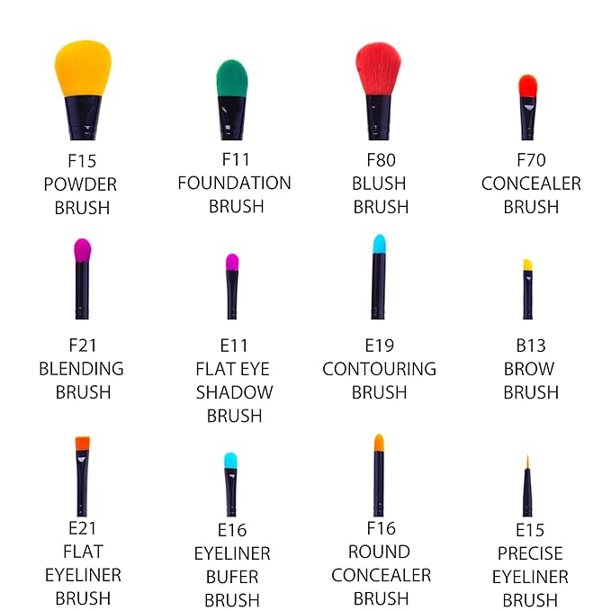 SHANY Vegan Makeup Brushes - LUNA - 6 PC Double Sided Travel Make up Brushes with 12 unique Bristles sides - Brush storage Pouch - Synthetic Cosmetics Brush