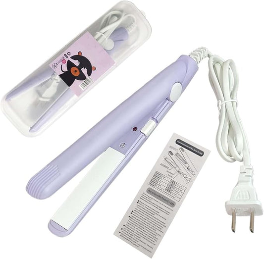 Mini Hair Straightener Hair Flat Iron (Purple) 100-240V 20W US Plug Hair Flat Iron Ceramic Tourmaline Plate 1m Wire Length with Storage Box