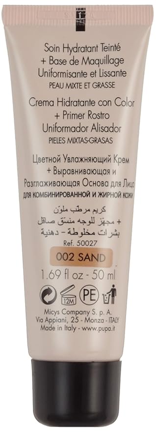 PUPA Professionals BB Cream + Primer For Combination to Oil Skin. SPF20. Oil Free (002 Sand)