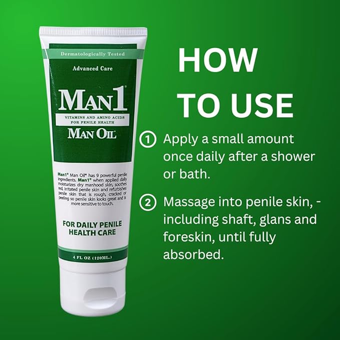 Man1 Man Oil Penile Health Cream - Advanced Care, treat dry, red, cracked, discolored, irritated or peeling male skin