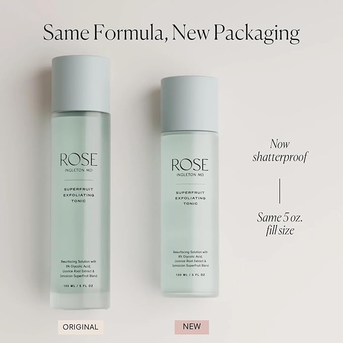 ROSE Ingleton MD SuperFruit Glycolic Acid 8% Exfoliating Toner, AHA Toner for Hyperpigmentation, Dark Spots, Bumpy Texture & Uneven Skin Tone, Fragrance Free, Alcohol Free, Vegan, 5 fl oz