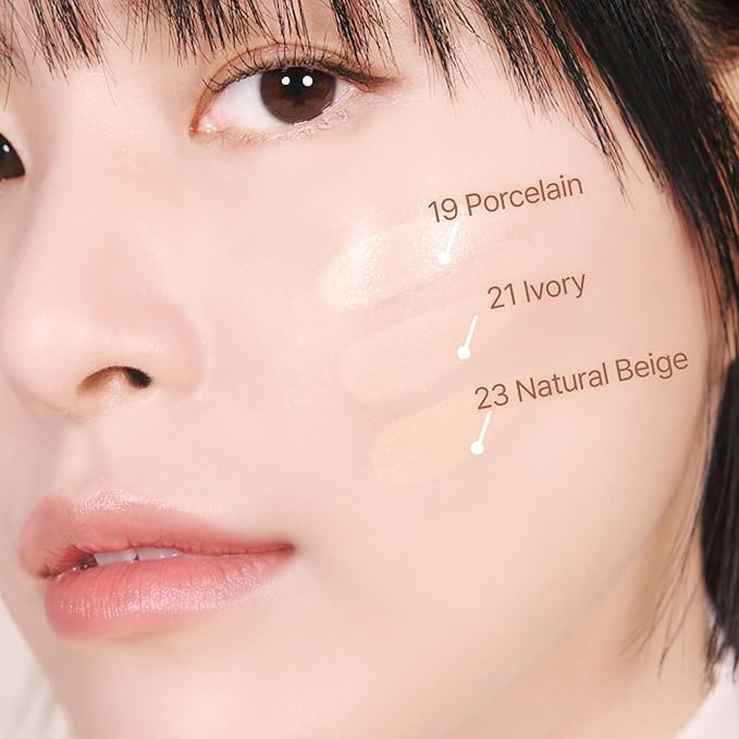 THE TOOL LAB Stamp Skinfit Cushion Foundation, Long Lasting Full Coverage Glass Glow Finish, Korean Foundation Makeup for All Skin Types (No.23 natural beige, Glow Type)