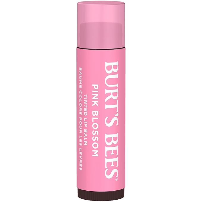 Burt's Bees Lip Tint Balm with Long Lasting 2 in 1 Duo Tinted Balm Formula, Color Infused with Deeply Hydrating Shea Butter for a Natural Looking Buildable Finish, Pink Blossom (2-Pack)