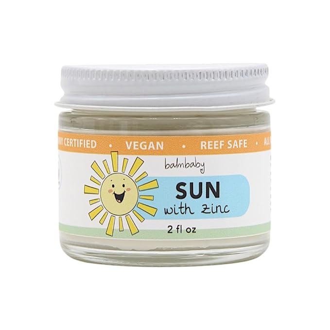 BALM! Baby SUN! Kids Mineral Formula With Non-Nano Zinc Oxide In Glass Jar or Eco Stick - Vegan, Natural Ingredients - For Body & Face (2oz Glass Jar)