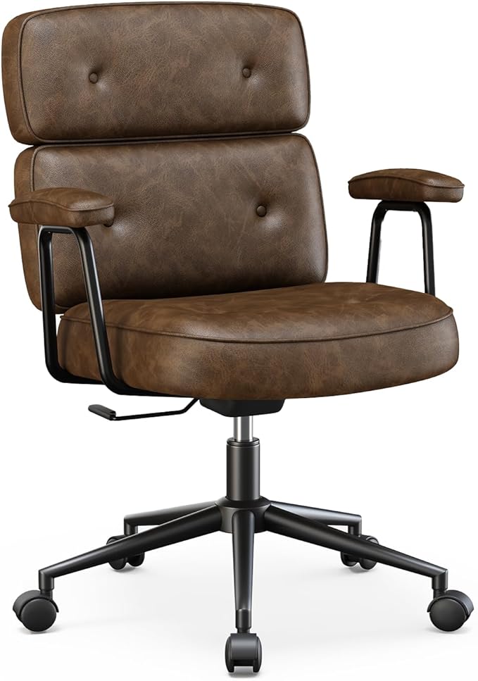 OLIXIS Ergonomic Home Office Desk Chair, Computer Chair with Lumbar Support Adjustable Height Rolling Swivel Executive Task Armrests Chair, Modern Brown