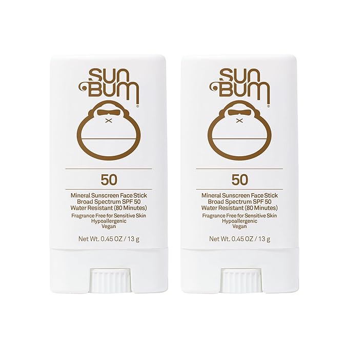 Sun Bum Mineral Spf 50 Sunscreen Face Stick Vegan and Hawaii 104 Act Compliant (Octinoxate & Oxybenzone Free) Broad Spectrum Natural Sunscreen With UVA/UVB Protection 2 Pack