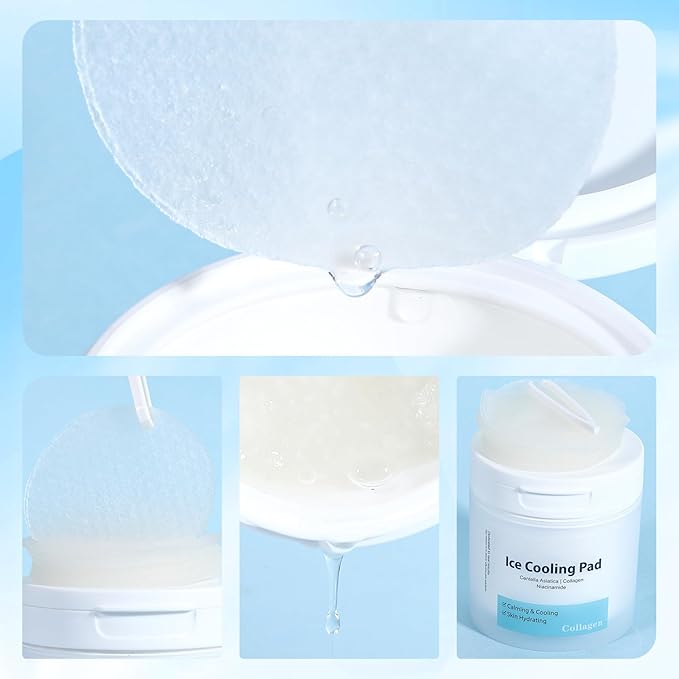 Toner Pads Pore Skincare, Ice Cooling Pad for Exfoliation Care 100 Pads with Collagen Extract for Soothing, Moisturizing, Niacinamide Toner for Women Men Skincare, Ideal for All Skin Types