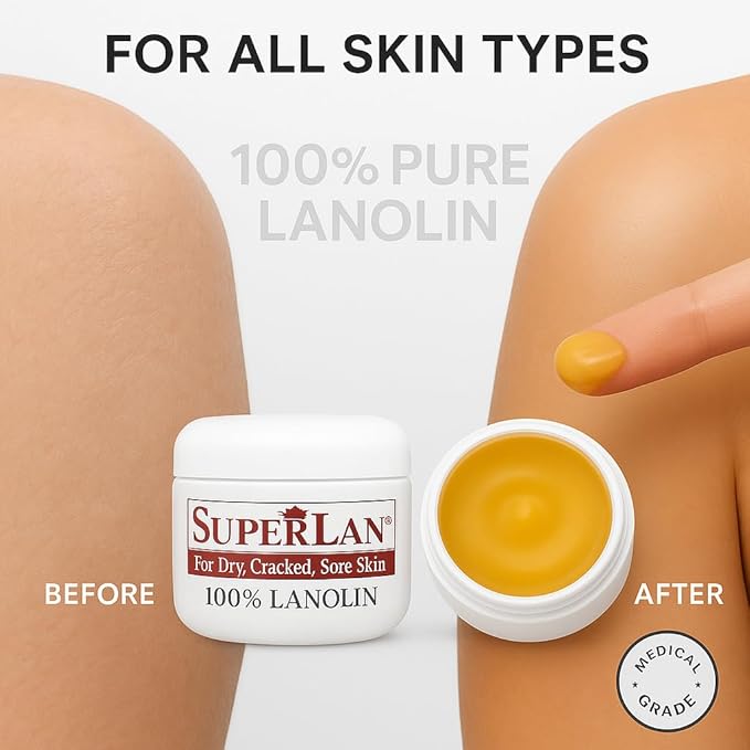 Lanolin Nipple Cream 1 Oz - 100% Organic Nipple Cream Lanolin - Body & Face Moisturizer for Eczema, Psoriasis & Severe Dry Skin - Ultra Hydrating & Soothing Skin Moisturizer for Hot & Cold Weather