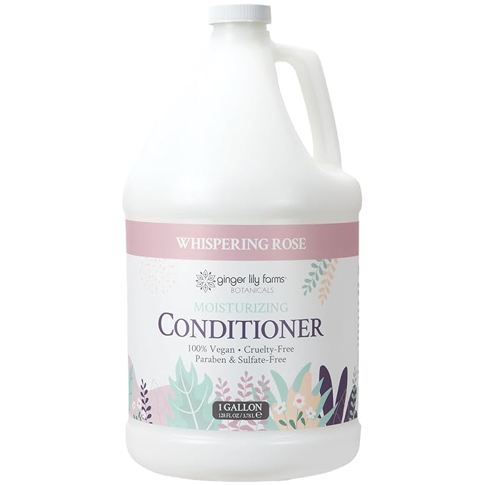 Ginger Lily Farms Botanicals Moisturizing Conditioner for Dry Hair, 100% Vegan & Cruelty-Free, Whispering Rose Scent, 1 Gallon (Pack of 4)