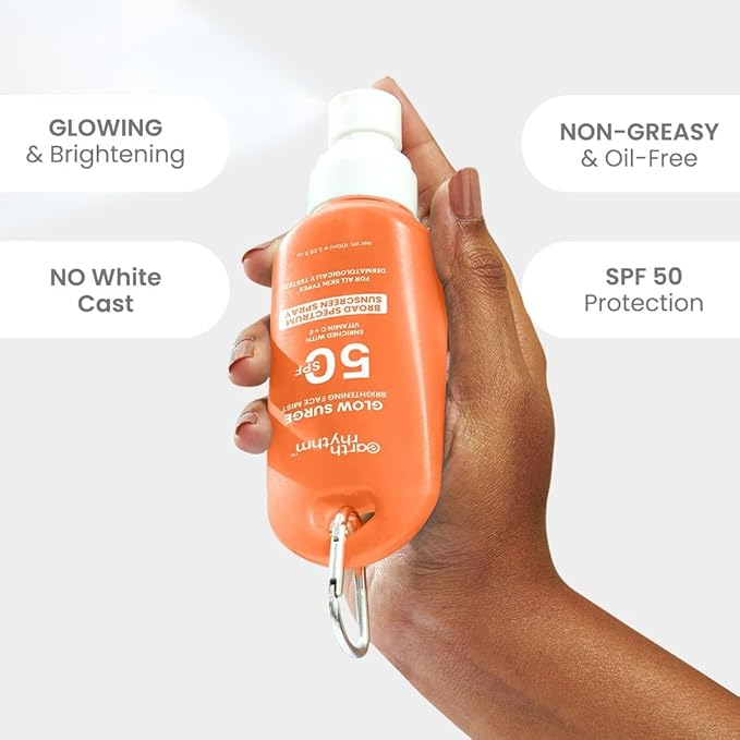 Earth-Rhythm's Glow Surge Brightening Sunscreen Spray with Vitamin C & E, SPF 50, Broad Spectrum, 100 ml, Pack of 2