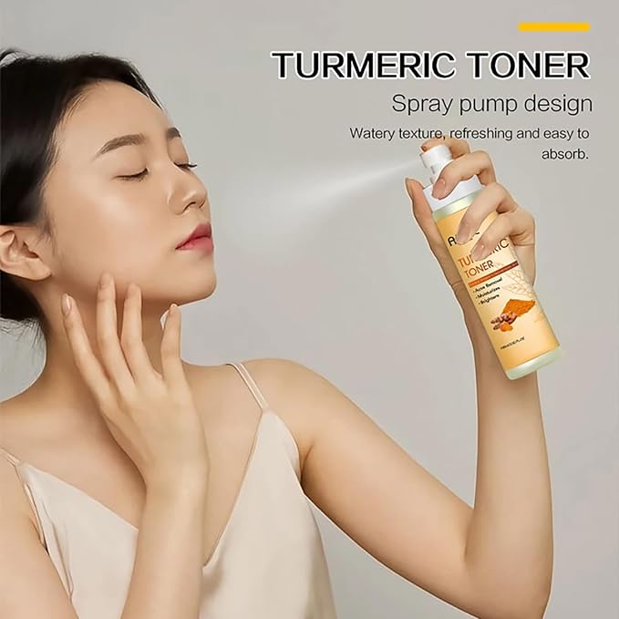 AILKE Natural Turmeric Face Toner, Brightening, Hydrating, Rejuvenate Skin, Acne & Pimples Removal, Clean Skin With Vitamin C, For All Skin Types, 3.52 fl oz (Pack of 1)