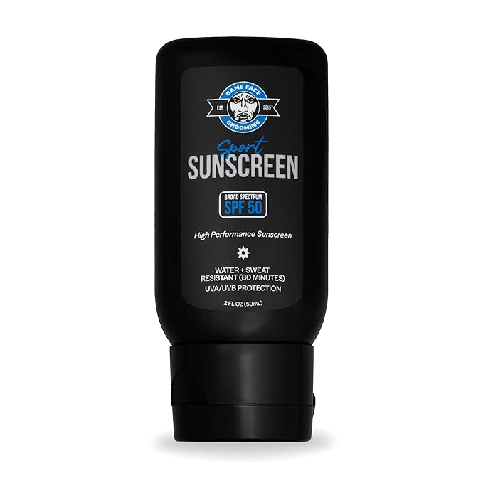 Game Face Sport Sunscreen SPF 50+, Broad-Spectrum Sunblock, UVA/UVB Protection, Water & Sweat Resistant, Lightweight & Non-Greasy Formula, Travel Friendly - 2 fl oz