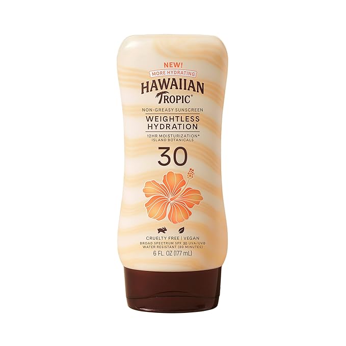 Hawaiian Tropic Silk Hydration Weightless Sunscreen Lotion, Broad-Spectrum Protection, SPF 30, 6 Fl Oz (Pack of 3)
