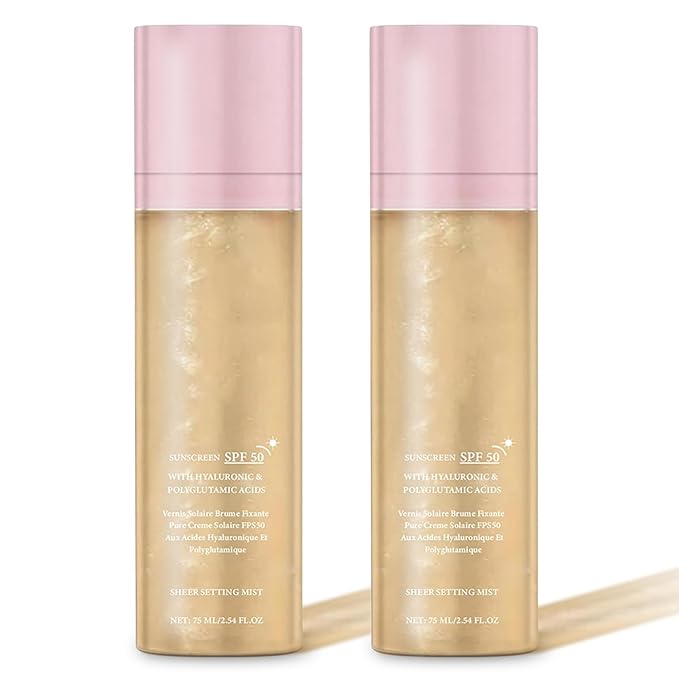 Sunglaze Sheer Setting Mist Sunscreen SPF 50, Broad Spectrum Shimmering Body Oil Mist, Hydrating Makeup-Friendly Glow Spray, Reef-Safe, Non-Greasy & Fast-Absorbing for Face & Body (2)